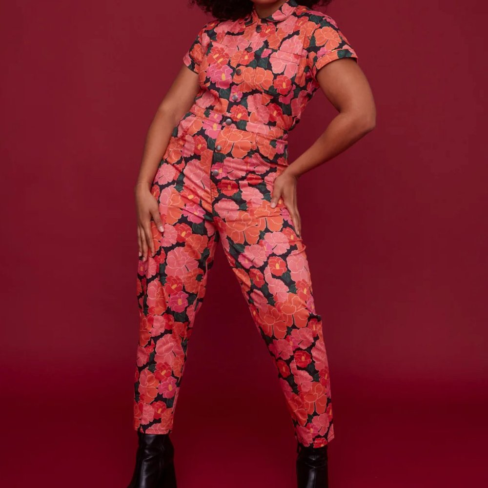 Floral Jumpsuit in Red and Pink